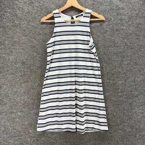 Papermoon Dress Women S Small White Striped Shift Midi Rayon Hook & Eye Casual
